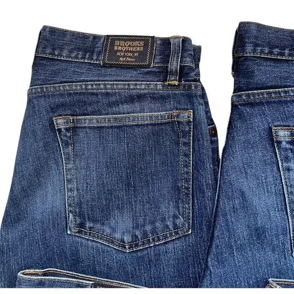 Brooks Brothers Red Fleece Jeans Four 901 Slim Straight 116 Slim Fit 32X32 - Picture 3 of 6